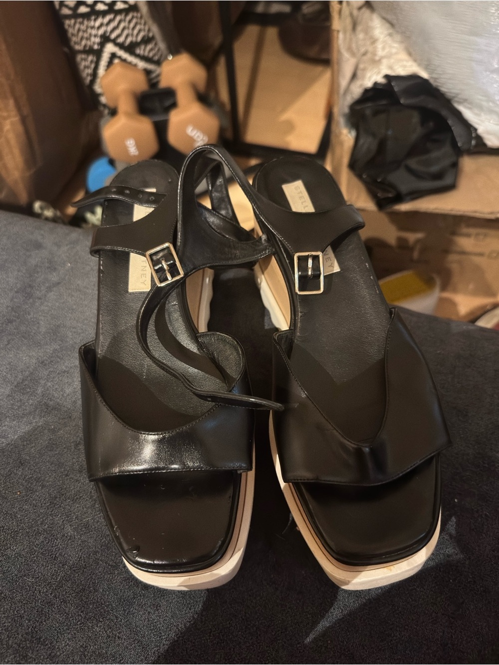 Stella McCartney Black Platform Buckle Sandals